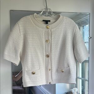 Elegant Cream Short-Sleeve Sweater
